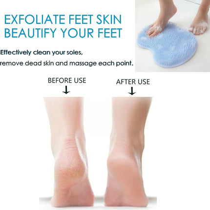 2 Pcs Large Shower Foot Scrubber Mat Cleans, Exfoliation, Shower Foot Massager Scrubber, Foot Cleaner Massage Mat with Non Slip Suction Cups, Improve Circulation Relieve Tired and Pain （BLUE）.