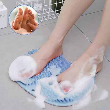 2 Pcs Large Shower Foot Scrubber Mat Cleans, Exfoliation, Shower Foot Massager Scrubber, Foot Cleaner Massage Mat with Non Slip Suction Cups, Improve Circulation Relieve Tired and Pain （BLUE）.