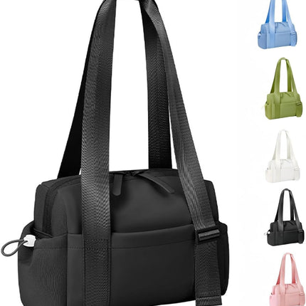 Mini Gym Bag for Women, Small Duffle Bag with Wet Compartment, Lightweight Waterproof Cute Tote for Girls Workout Sport Travel (Black).