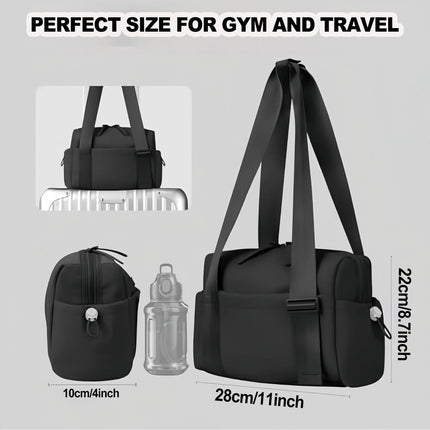 Mini Gym Bag for Women, Small Duffle Bag with Wet Compartment, Lightweight Waterproof Cute Tote for Girls Workout Sport Travel (Black).