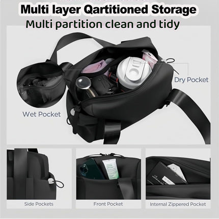 Mini Gym Bag for Women, Small Duffle Bag with Wet Compartment, Lightweight Waterproof Cute Tote for Girls Workout Sport Travel (Black).
