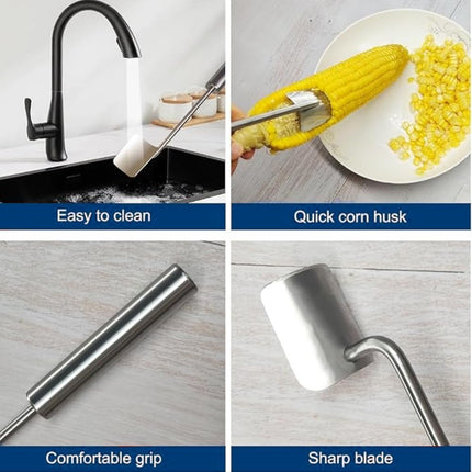 Corn Peeler and Cob Remover Tool, Fast and Safe Kitchen Utensil, Easy Clean Design.