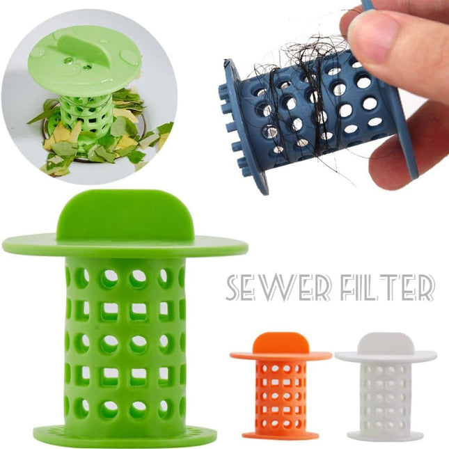 New Handle Bathroom Drain Hair Catcher Bath Stopper Plug Sink Strainer Filter Sewer Dredge Device Shower Hair Stopper (Pack of 4) Green-Blue-White-Orange 1.5 inch to 1.75 inch.