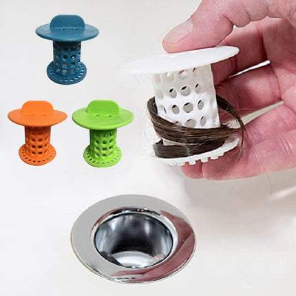 New Handle Bathroom Drain Hair Catcher Bath Stopper Plug Sink Strainer Filter Sewer Dredge Device Shower Hair Stopper (Pack of 4) Green-Blue-White-Orange 1.5 inch to 1.75 inch.