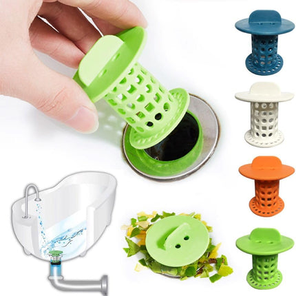 New Handle Bathroom Drain Hair Catcher Bath Stopper Plug Sink Strainer Filter Sewer Dredge Device Shower Hair Stopper (Pack of 4) Green-Blue-White-Orange 1.5 inch to 1.75 inch.