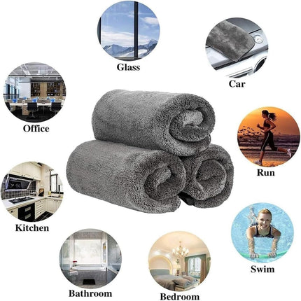 Shiny Wipes Cleaning Cloths for Shower, Bath XXL Drying Towel, Streak Free & Ultra Absorbent Microfiber Towels, Escape The Bathroom Cars Limescale Struggle (3Pcs).