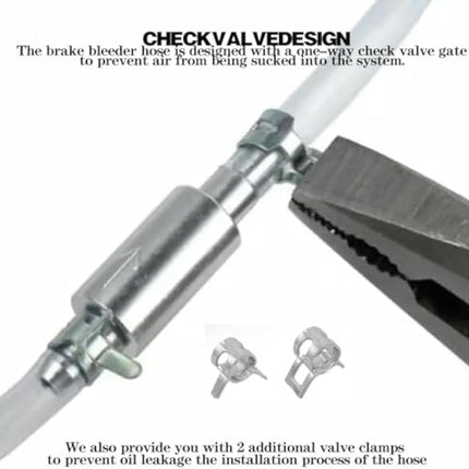 Brake Bleeder Hose One Way Check Valve, Brake Fluid Replacement Kit, Car Brake Bleeder Hose with One Way Check Valve, Universal Brakes Bleeder Tool Cars Accessories for Car Motorbike Bike (2 Set).