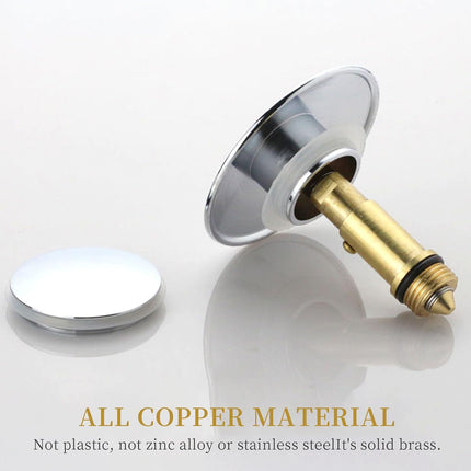 2 Pcs Bathroom Pop Up Sink Drain Stopper 66 mm Bathroom Sink Stopper, Pop-Up Click Clack Plug, Solid Brass Chrome Plated Plug, Suitable for Kitchen Bathroom Wash Basin.