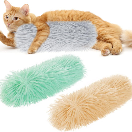3pcs Cat Toys Cat Pillows, Catnip Toys Interactive Cat Kicker Toy Soft and Durable Plush Fabric Kick Sticks Chasing Chewing Filled Chew for Puppy Kitty Exercise (Gray, Beige, Grass Green).