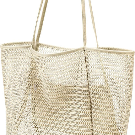 Oversized Beach Tote Bag, Semi Mesh Tote Bag Foldable MAX 35L Laundry Tote Bag For Beach Picnic Laundry Vacation.