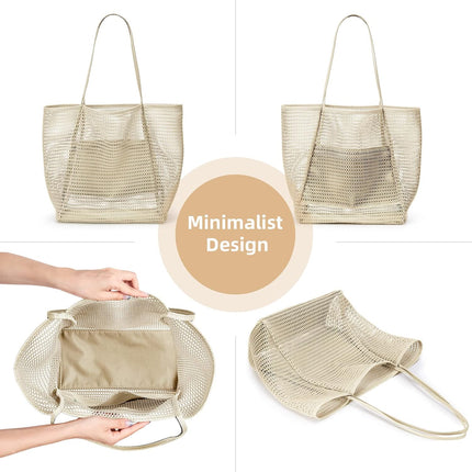 Oversized Beach Tote Bag, Semi Mesh Tote Bag Foldable MAX 35L Laundry Tote Bag For Beach Picnic Laundry Vacation.