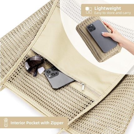 Oversized Beach Tote Bag, Semi Mesh Tote Bag Foldable MAX 35L Laundry Tote Bag For Beach Picnic Laundry Vacation.