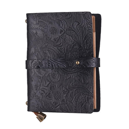 Leather Vintage Embossed Pattern Travel Journal Notebook Lined Blank Grid Paper Diary Refillable Notepad Gift for Men & Women Sketching Writing.
