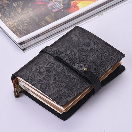 Leather Vintage Embossed Pattern Travel Journal Notebook Lined Blank Grid Paper Diary Refillable Notepad Gift for Men & Women Sketching Writing.