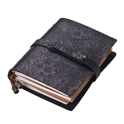 Leather Vintage Embossed Pattern Travel Journal Notebook Lined Blank Grid Paper Diary Refillable Notepad Gift for Men & Women Sketching Writing.