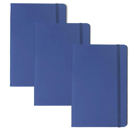 3Pcs Leatherette A6 Journal Writing Notebook Elastic Band Lined Paper School Office Supplies (Blue).