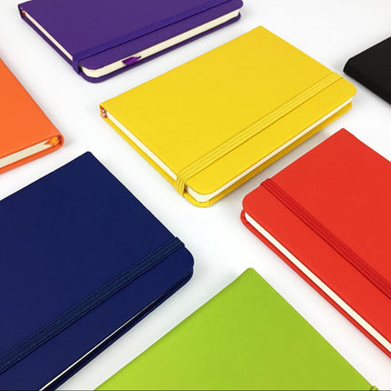 3Pcs Leatherette A6 Journal Writing Notebook Elastic Band Lined Paper School Office Supplies (Blue).