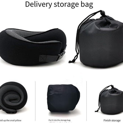 Travel Memory U-Shaped Pillow, Soft Skin-Friendly Cotton Fabric, All-Round, Portable Easy Storage, Ideal for Air Travel Business Trips Naps, Cervical Care, Removable Washable Cover.