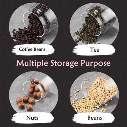 Airtight Borosilicate Glass Coffee Bean Storage Container with Vacuum Sealed Lid, 2pcs Food Storage Jars for Dry Goods, Coffee Bar Necessity.