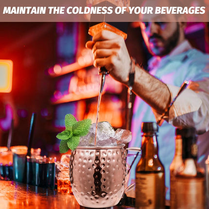 Moscow Mule Copper Mugs of 4 18-oz Pure Copper Plating Stainless Steel Drinking Cup with 4 Cocktail Copper Straws Great Dining Entertaining Bar Gift.