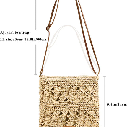 Summer Straw Bag for Women Small Beach Crossbody Bag Bohemian Weave Handmade Shoulder Handbags for Holiday Travel.