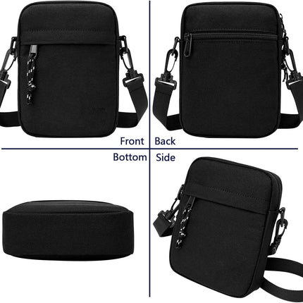 Small Crossbody Bag for Men, Mini Messenger Bag Side Shoulder Bag for Phone Passport, Casual Satchel Bag Phone Purse, Mini Sling Bag Fanny Pack Water Resistant for Travelling, Hiking (Black).