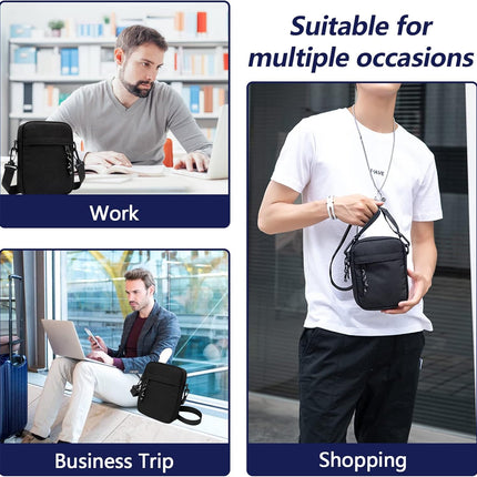 Small Crossbody Bag for Men, Mini Messenger Bag Side Shoulder Bag for Phone Passport, Casual Satchel Bag Phone Purse, Mini Sling Bag Fanny Pack Water Resistant for Travelling, Hiking (Black).