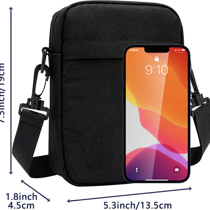 Small Crossbody Bag for Men, Mini Messenger Bag Side Shoulder Bag for Phone Passport, Casual Satchel Bag Phone Purse, Mini Sling Bag Fanny Pack Water Resistant for Travelling, Hiking (Black).