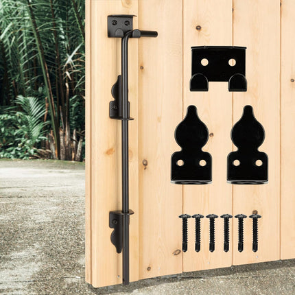 18" Heavy Duty Cane Bolt Gate Drop Rod-Steel Gate Ground Latch Designed for Wood Metal Vinyl Gates or Double Doors Fence Applications.