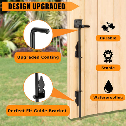 18" Heavy Duty Cane Bolt Gate Drop Rod-Steel Gate Ground Latch Designed for Wood Metal Vinyl Gates or Double Doors Fence Applications.