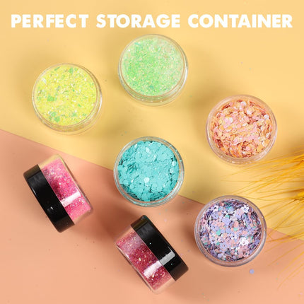 10 Pieces Small Travel Containers, 3/5/10/15/20 Gram Size for Creams, Sample With Screw Lids, 12Pcs Labels/2Pcs Mini Spatulas, Plastic Makeup (Black).