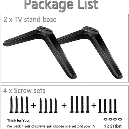 TV Base Stand, TV Legs for TCL Roku TV Stand Legs, ABS TV Legs with Screws and Instruction, TV Stand Legs Replacement for Most Smart TV(Black).