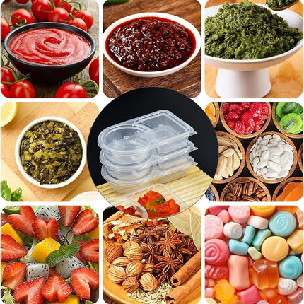 2 Compartment Snack Containers with Lids, Small Reusable Plastic Clear Snack Containers for School, Home, Fridge, Veggie Dip, Lunch, Cheese and Crackers (30).