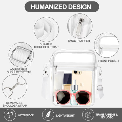 Clear Bag Stadium Approved, Clear Purse Crossbody Bag, Adjustable Shoulder Strap Clear Bags for Concerts.