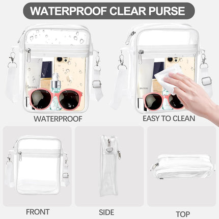 Clear Bag Stadium Approved, Clear Purse Crossbody Bag, Adjustable Shoulder Strap Clear Bags for Concerts.