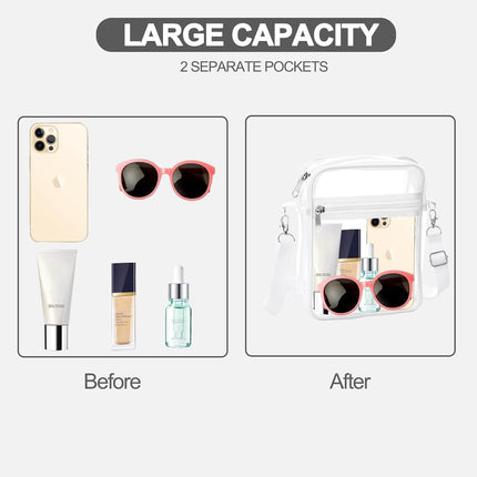 Clear Bag Stadium Approved, Clear Purse Crossbody Bag, Adjustable Shoulder Strap Clear Bags for Concerts.
