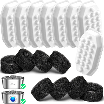 Official Cat Water Fountain Filters Replacement & Pre-Filter Sponges for 3.2L/108oz Automatic Pet Water Dispenser.
