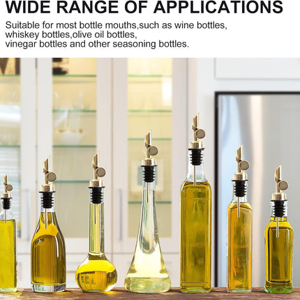 4 PCS Stainless Steel Pourers，Liquor Bottle Pourers Dispenser Spout Cover，Liquor Pour Spout With Cap，Suitable For Olive Oil Dispenser Oil Bottles (Gold).