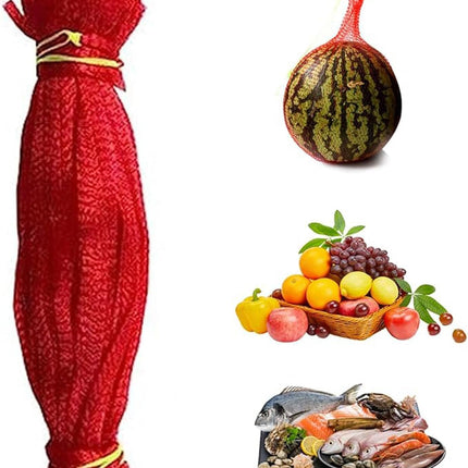 100Pcs Resuable Nylon Mesh Bags,Red Hanging Watermelon Net Bag,13.8"L Thicker Reusable Fruit Net Bag for Hanging Watermelon,Honeydew Melon,Vegetables,Load Capacity 1.5kg.