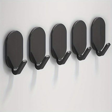 Heavy-Duty Adhesive Wall Hooks, 10-Pack - No-Drill, Damage-Free Installation for Multi-Purpose Use in Bathroom, Kitchen & More - Strong Hold, Black.