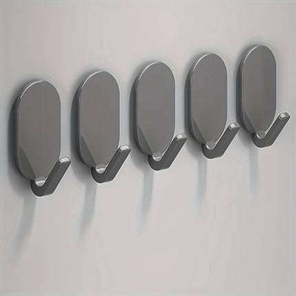 Heavy-Duty Adhesive Wall Hooks, 10-Pack - No-Drill, Damage-Free Installation for Multi-Purpose Use in Bathroom, Kitchen & More - Strong Hold, Black.