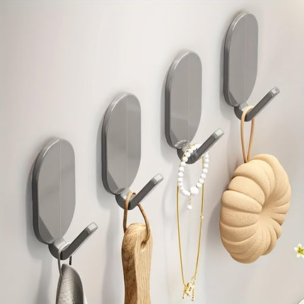 Heavy-Duty Adhesive Wall Hooks, 10-Pack - No-Drill, Damage-Free Installation for Multi-Purpose Use in Bathroom, Kitchen & More - Strong Hold, Black.