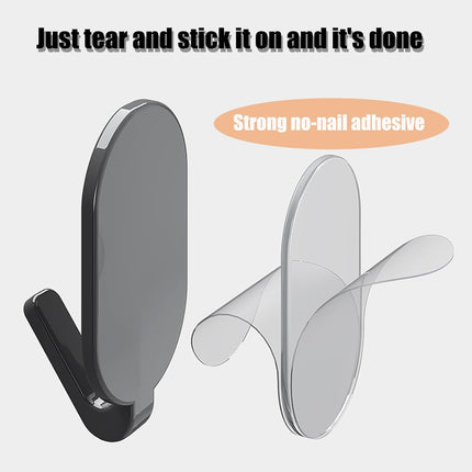 Heavy-Duty Adhesive Wall Hooks, 10-Pack - No-Drill, Damage-Free Installation for Multi-Purpose Use in Bathroom, Kitchen & More - Strong Hold, Black.