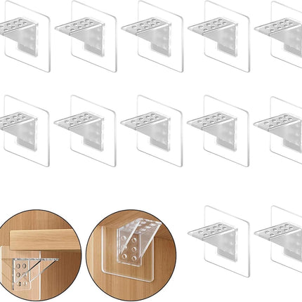 12Pcs Punch Free Shelf Support Peg，Self Adhesive Support Shelf Bracket，Strong Load Bearing for Shelves Kitchen Cabinet Book Closet,Solid Shelf Bearing 15kg.