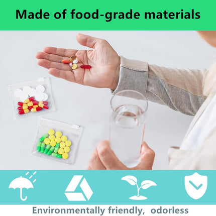 14 Pcs Zippered Pill Pouch Bags, Slide Lock Clear Plastic Mini Bags，Small Objects - Self-Sealing, Reusable, Travel-Friendly.