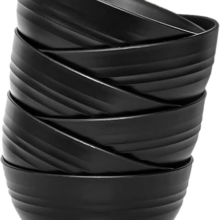 Unbreakable Wheat Straw Cereal Bowls Set of 6, 24 oz Microwave and Dishwasher Safe Lightweight Soup and Salad Bowl Sets, Reusable Dessert Bowls for Rice, Pasta, Snack, Fruit, BPA Free (Black).