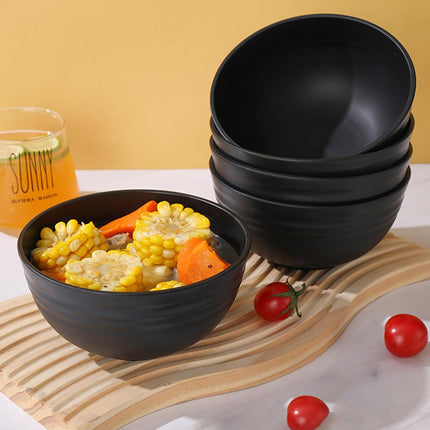 Unbreakable Wheat Straw Cereal Bowls Set of 6, 24 oz Microwave and Dishwasher Safe Lightweight Soup and Salad Bowl Sets, Reusable Dessert Bowls for Rice, Pasta, Snack, Fruit, BPA Free (Black).