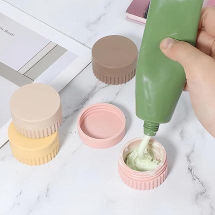 Travel Size Containers, Silicone Travel Jars for Creams Lotions Containers with Lids Leak Proof Small Travel Containers for Toiletries, Cosmetic (brown).