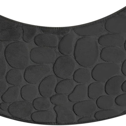 Bath Mat, Curved Shower Mat Non-Slip Quadrant Shower Mat Super Absorbent Corner Shower Mat Machine Washable Fan-Shaped Bathroom Carpet Rugs, Black, 16x39 inches.