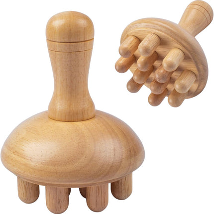 Wooden Mushroom Shape Massager | Manual Wood Therapy Massage Tool, Anti Cellulite, Maderoterapia, Lymphatic Drainage, Relief Muscle Tension, for Full Body Use.